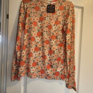 Blakeley Designs Floral Sheer Long Sleeve Top Size L/XL BNWT